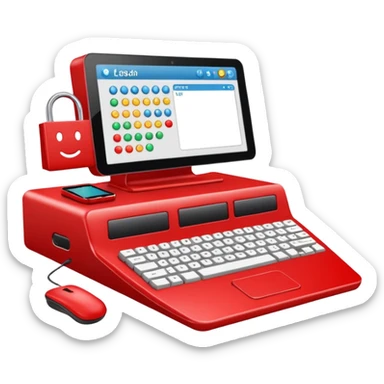 HAZ UN computador de color rojo carmesí brillante y que la pantalla tenga un to-do list sticker
