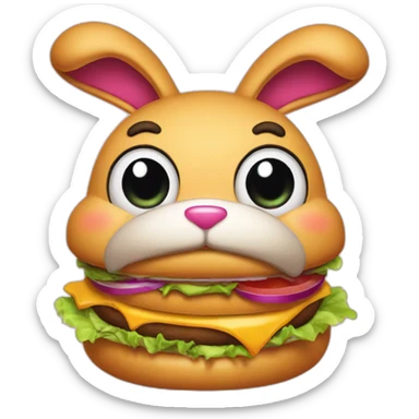 Bad bunny raper eats burger sticker