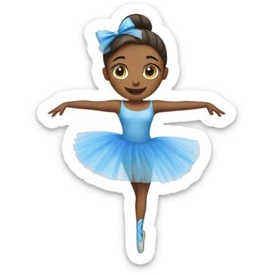 Una bailarina de ballet con un tutu azul haciendo un giro sticker