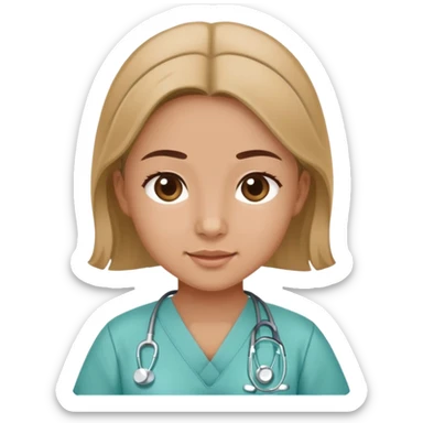 neonatal area nurse with tan complexion, wearing scrubs, gentle and caring expression, medical setting sticker