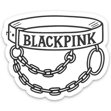 BLACKPINK-inspired gothic chain belt, sketchy and stylish, black and pink, no hearts sticker