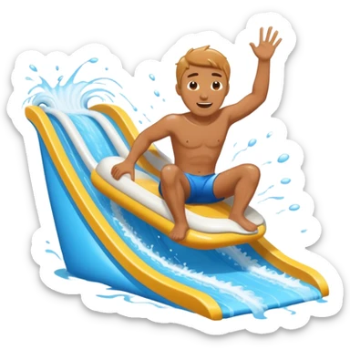 Man sliding waterslide sticker