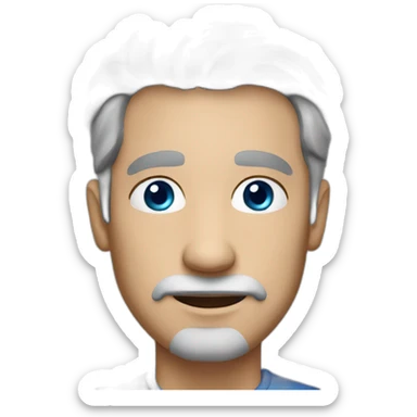 Male, 50 years old, blue eyes, gray hair, long face, small eyes, wide nose, medium mouth with thin lips. sticker