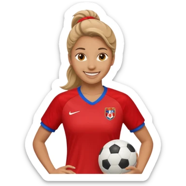 woman soccer player with red jersey sticker