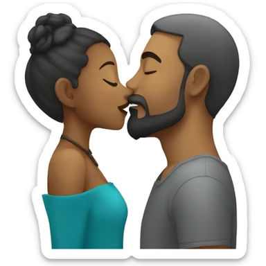 Grey Goatee beard man kisses Caribbean girl sticker