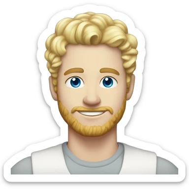 full body light curl blonde 30yo man blue eyed pale skin sticker