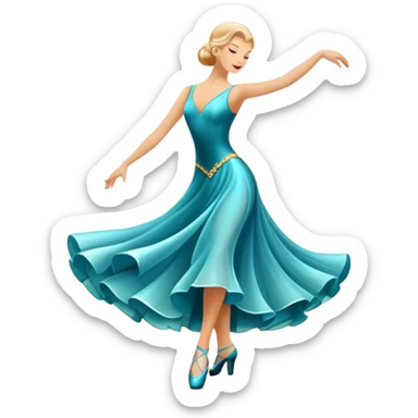 humanless Icon for Ballroom Dance: elegant dance shoes, a flowing ballroom dress, and a dance floor with soft lighting. The icon should capture the grace, elegance, and style of ballroom dancing. Transparent background. sticker