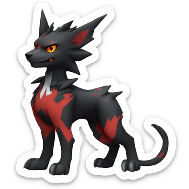 Cool Edgy Litten-Houndoom-Luxray Fakémon Digimon with Red and white Edgy markings, full body, outlined sticker