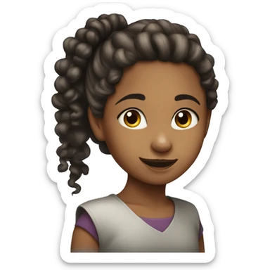 A 7 year old Arabian girl with a pony tail and curly hair. sticker