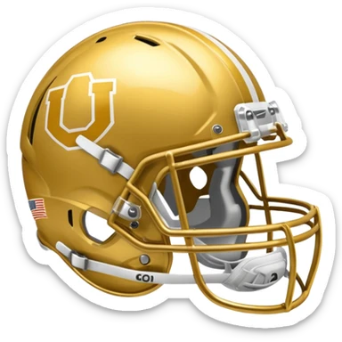 College football player helmet in gold color  sticker