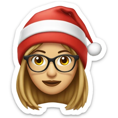 Chica, piel clara pelirroja lentes gorro de navidad sticker