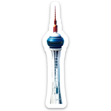 ​Cinematic Realistic N Seoul Tower, depicted in brilliant daylight as a slender, single-column tower rising from a modern cityscape, crowned by a sleek cylindrical observation deck offering panoramic views over Seoul, with crisp glass and steel surfaces reflecting clear blue skies and subtle architectural details that capture its futuristic elegance, sticker