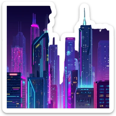 Futuristic technological cyberpunk sticker