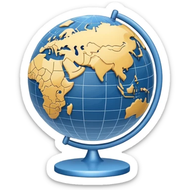 Minimal 3D emoji style globe combined with stock market chart, global financial market icon, clean professional look, neutral blue and gray tones, simple shading, transparent background, modern design, no flags, no text sticker