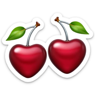 A pair of cherries emoji made of liquid silver chrome, smooth rounded shapes, glossy metallic surface, subtle sensual vibe, luxury sexy aesthetic, iOS emoji style, centered, clean white background sticker