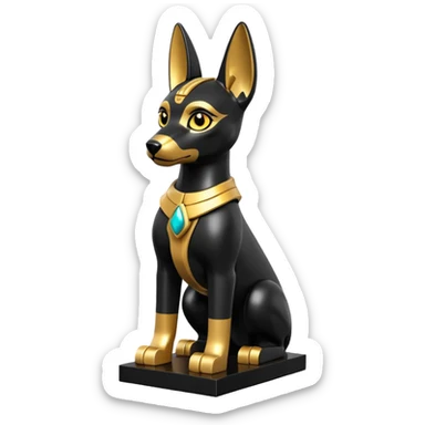  Short-eared Lego Black fur gold beautiful female anubis puppy floor statue posed  sticker