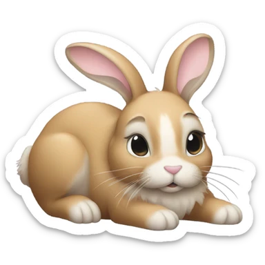 Bunny sprawled out on the floor sticker
