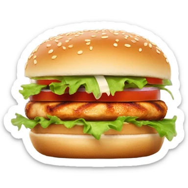 Grilled chicken burger with sesame seed bun sticker