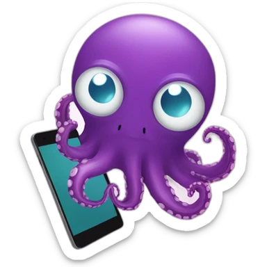 swimming octopus talking with smartphone sticker