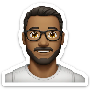 muscular ehite man with dark hair no beard and glasses sticker