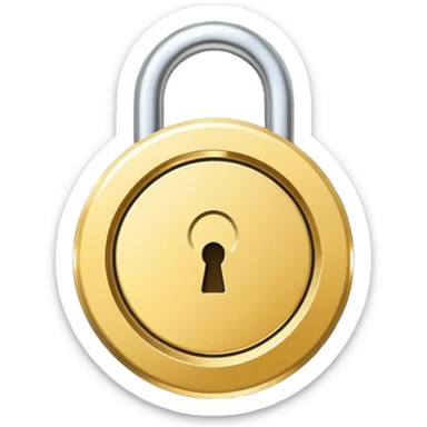 a gold medal with a lock engraved on it sticker