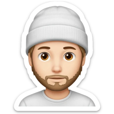 A guy head with white beanie sticker