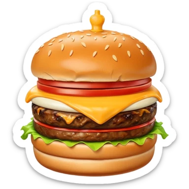 burger from Quick with soft bun, steak, cheese, sauce sticker