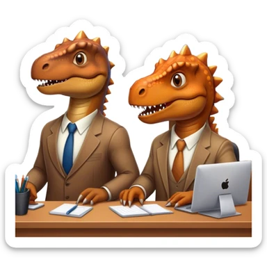 old dinosaurs working in an office sticker