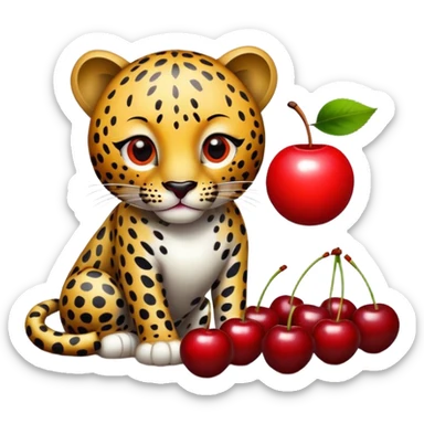 Leopard with cherries and an 8 ball￼ sticker