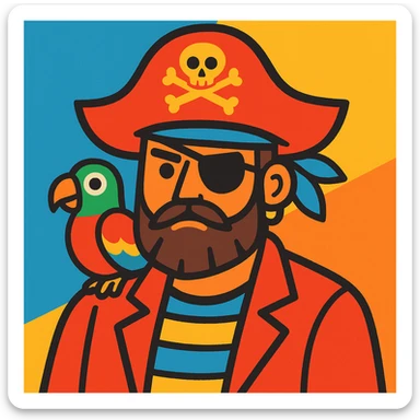pirate with eye patch and parrot sticker