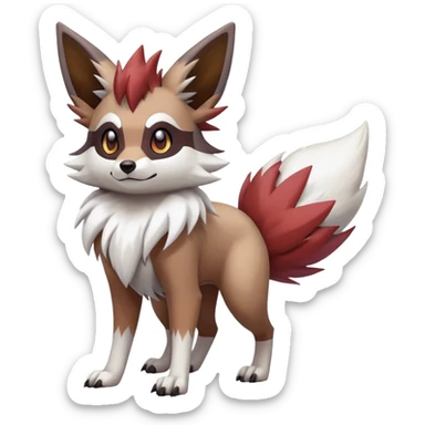 zigzagoon-Eevee-Lycanroc-linoone-furret-Fakémon-hybrid-creature (full body)  sticker