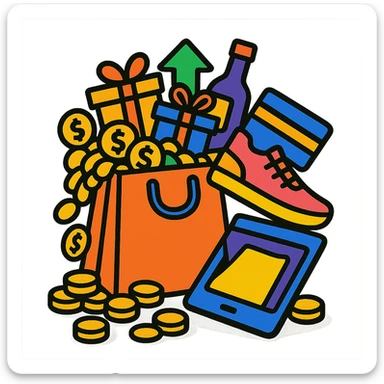 abstract representation of excess with overflowing objects in vibrant colors sticker