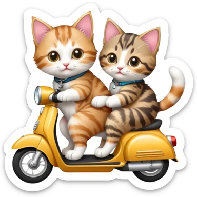 Two kitties riding in scooter sticker