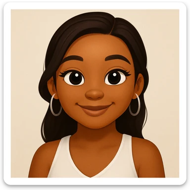 turn the second man in emoji style of the 1st image, match the facial features and match dressing style of the 2nd image, she is wearing white tank top lose sticker