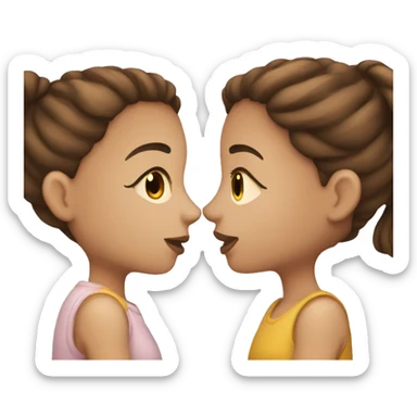 Two girls with brown hair kissing sticker