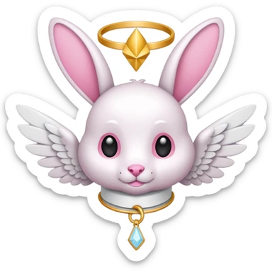 conejo blanco con alas y collar rosa sticker