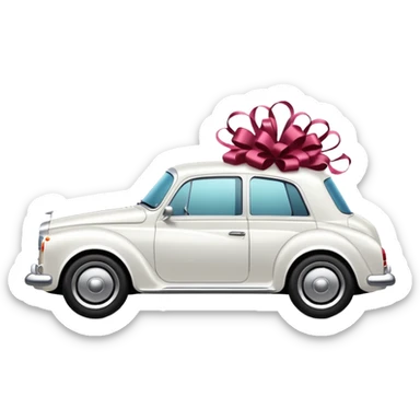 Luxury car with wedding decorations, in profile sticker