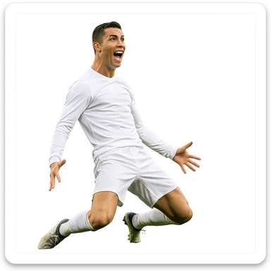Cristiano Ronaldo celebrating with his signature 'Siuuu' pose, energetic and joyful sticker
