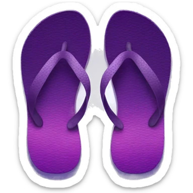 Realistic dark purple gradient pair of summer flip flops isolated. sticker