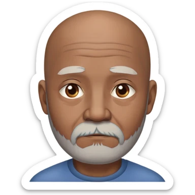 "- Nam
- 70 tuổi
- Da nâu
- Đầu không có tóc
- Râu bạc, mặt buồn
" sticker