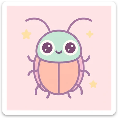 cute kawaii cockroach, big eyes, pastel colors sticker
