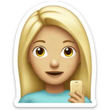 blonde girl with cellphone sticker