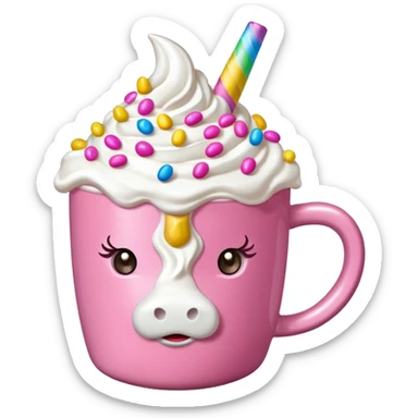Make a pink unicorn hot cocoa sticker