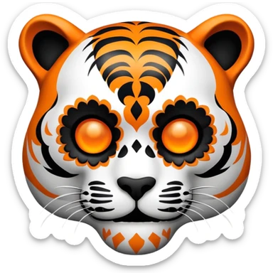 skeleton tiger face with Day of the Dead sugar skull decoration for Twitch emote sticker