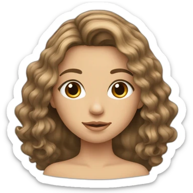 une fille cheveux long ondulé chatain yeux bleus sticker