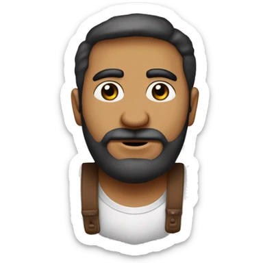 hombre con cabeza rapada delineado de frente al estilo puerto rico y barba corta y delineada. Tiene tez clara, cejas delgadas y ojos marrones. Viste una camiseta blanca de cuello redondo y lleva aretes en ambas orejas. sticker