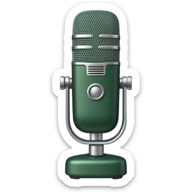 A dark green radio microphone, positioned straight, with light beige inserts instead of gold, in apple style emojis. sticker