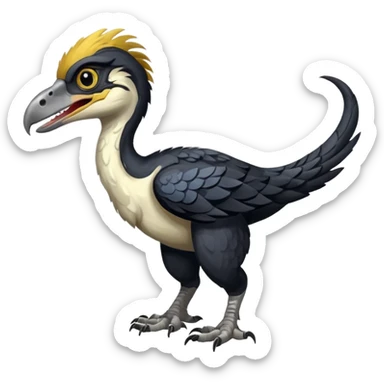 Utahraptor with a lot of feathers and white and black , no tail  sticker