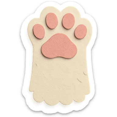fluffy cat paw, layered paper textures, soft colors sticker