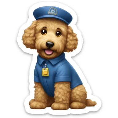 a golden doodle dressed as a mail man  sticker